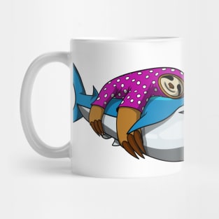 Lazy Sloth Riding Shark Mug